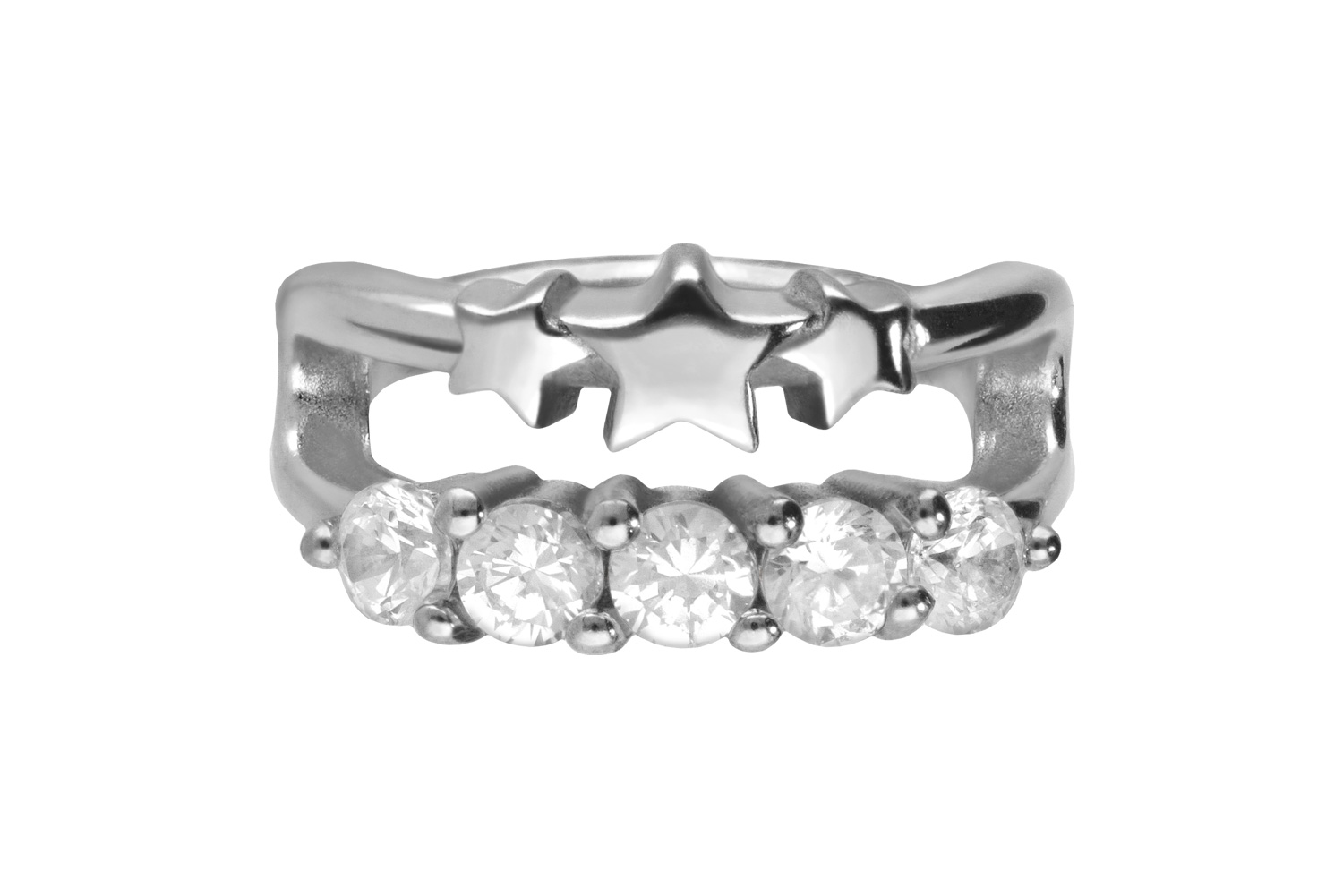 Chirurgenstahl Segmentring Clicker Piercing DOPPELRING + STERNE + KRISTALLE ++SALE++